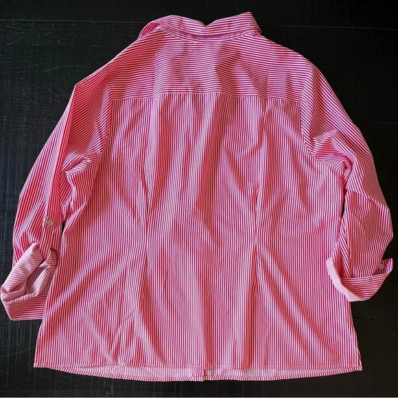 Notations red/pink white stripes Blouse Plus size 2X - Picture 7 of 9